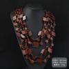 Vintage exaggerated wooden necklace Maillard vacation women's bohemian long niche sweater chain earrings