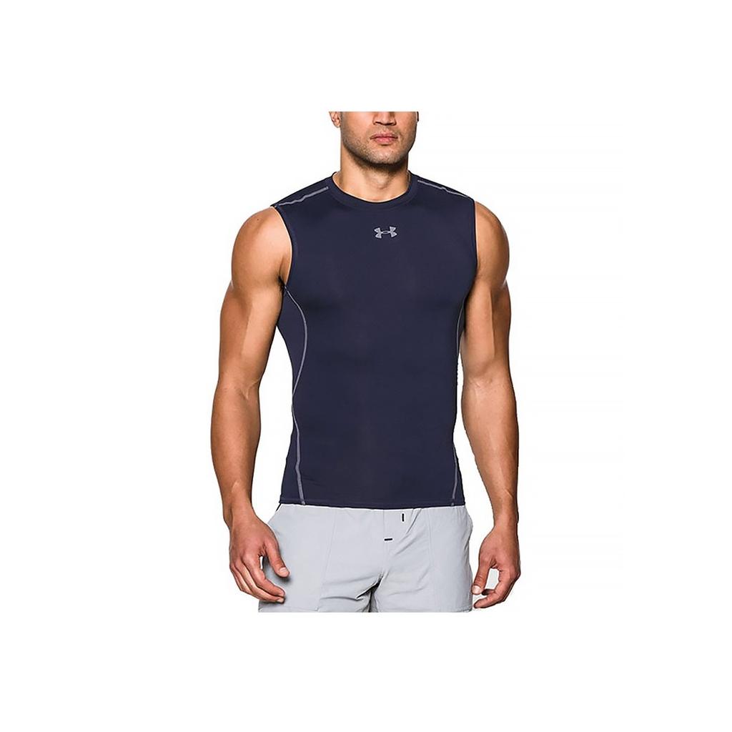 Under Armour Ua Regular Fit Breathable Compression Gym Shirt Men Tops Deep-Blue 1257469-410