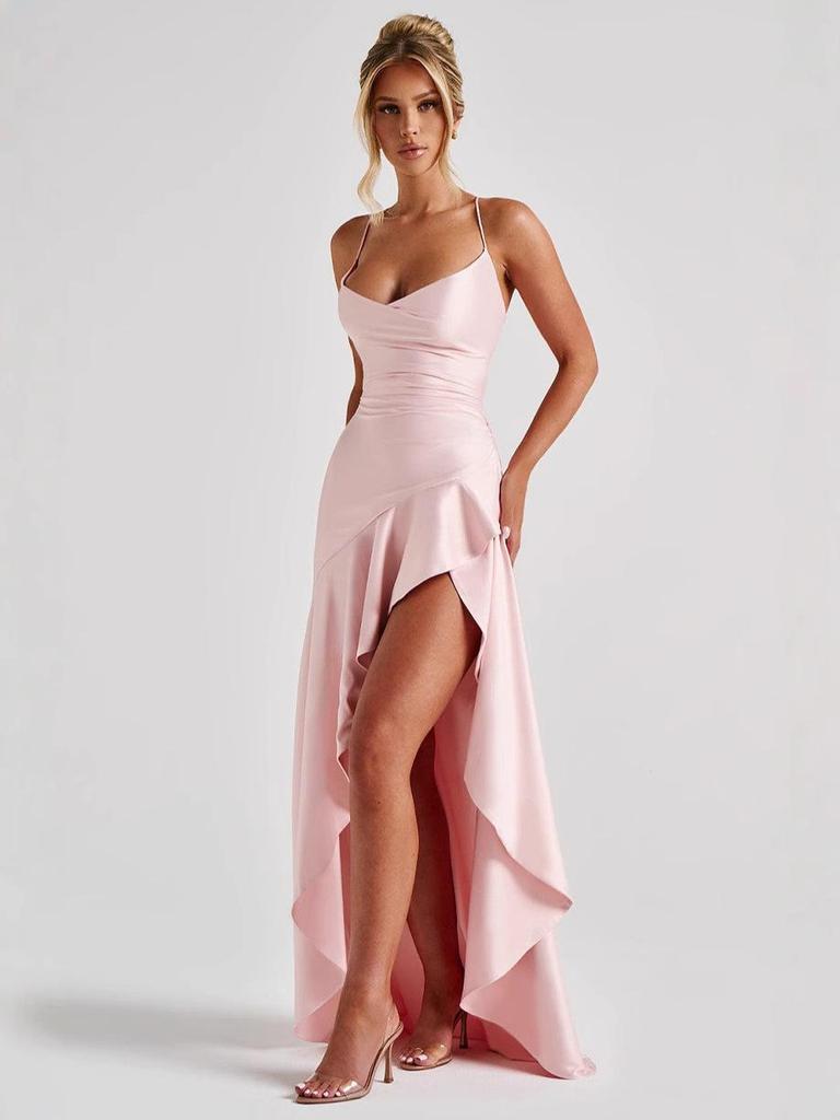 2025 European & American Summer Sexy Women's Backless Ruffle Dress