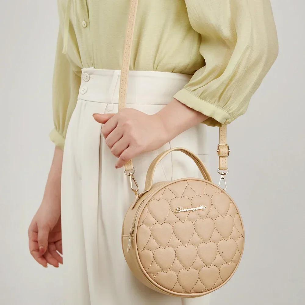 Love Embroidered Small Round Bag for Women  Feminine Bag  Shoulder Bags  New Scent Small  Temperament Crossbody Bag  Fashion Trend