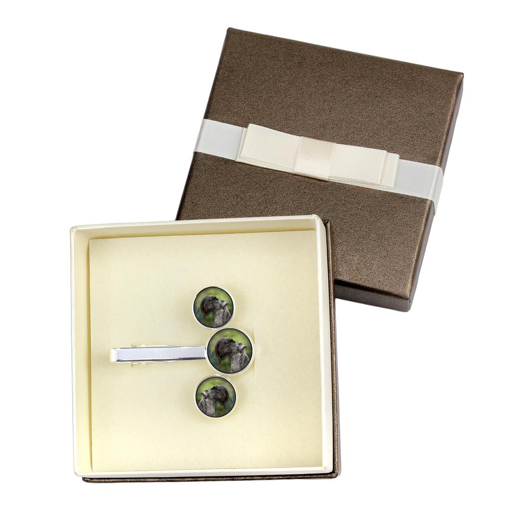 Kerry Blue Terrier, Irish Blue Terrier - cufflinks and tie with your photo, a suit decoration, men's jewelry from the Art-Dog brand.