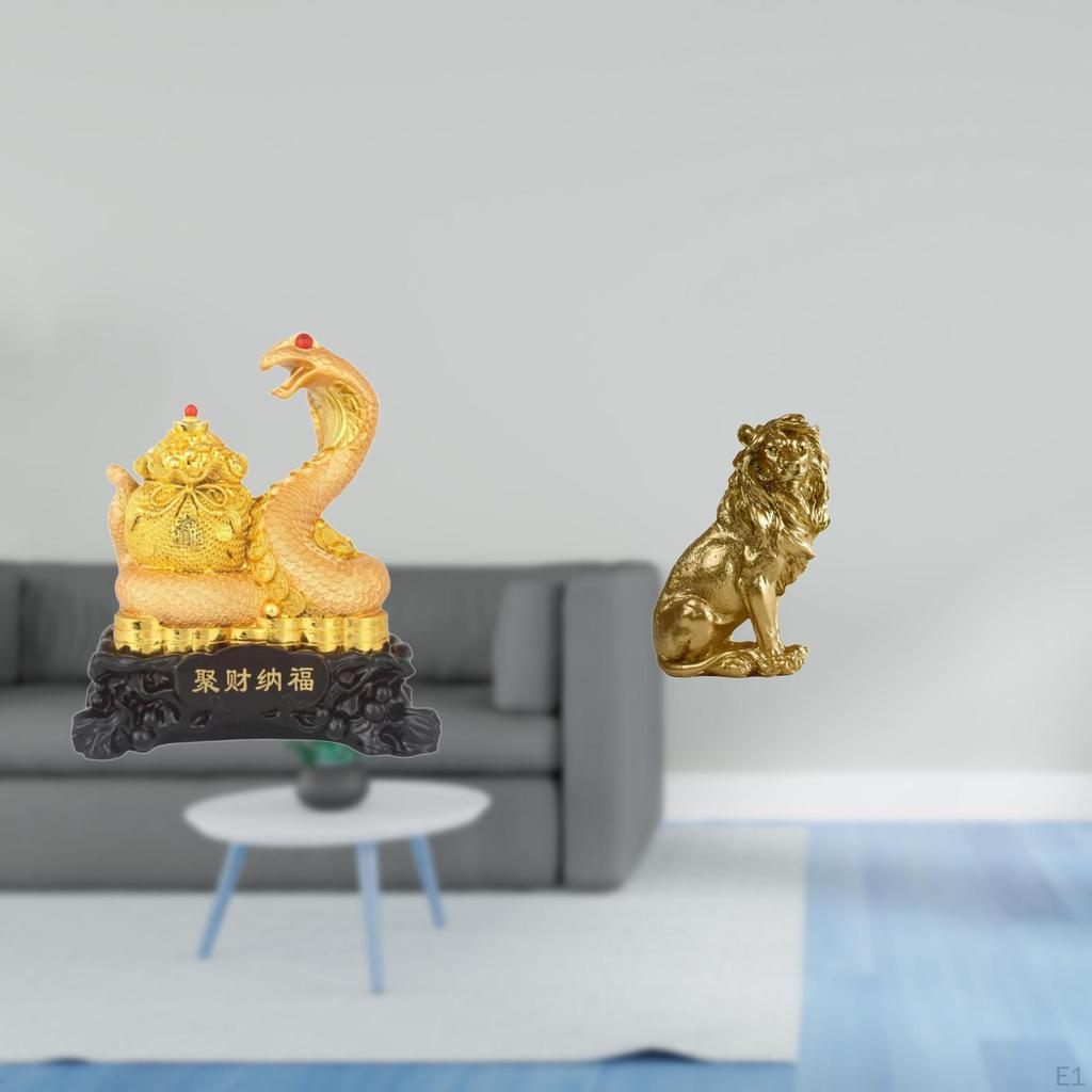 Lion Sculpture Animal Statue Cornucopia Collectible Art Crafts Chinese Year Modern