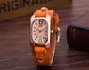 Trendy Men's Leather Belt Watch & Women's Colorful Numbers Quartz Wristwatch