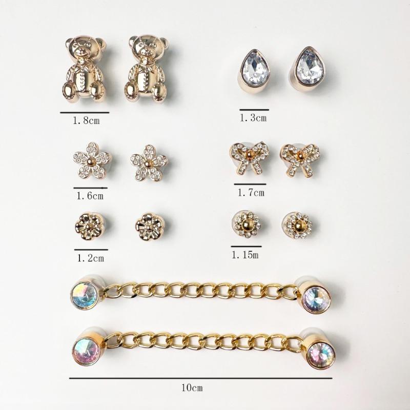 Shoe Charm for Crocs DIY Premium Cartoon Bear Metal Chain Diamond Shoe Decoration Buckle for Croc Charms Hole Shoes Accessories