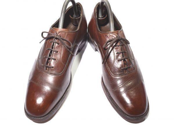 Circa 70s Vintage/USA Made/CROWN IMPERIAL/Felt Tongue/Goodyear Welt/Leather Plain Toe/7.5DB/25.0/Dark Brown/(USED)