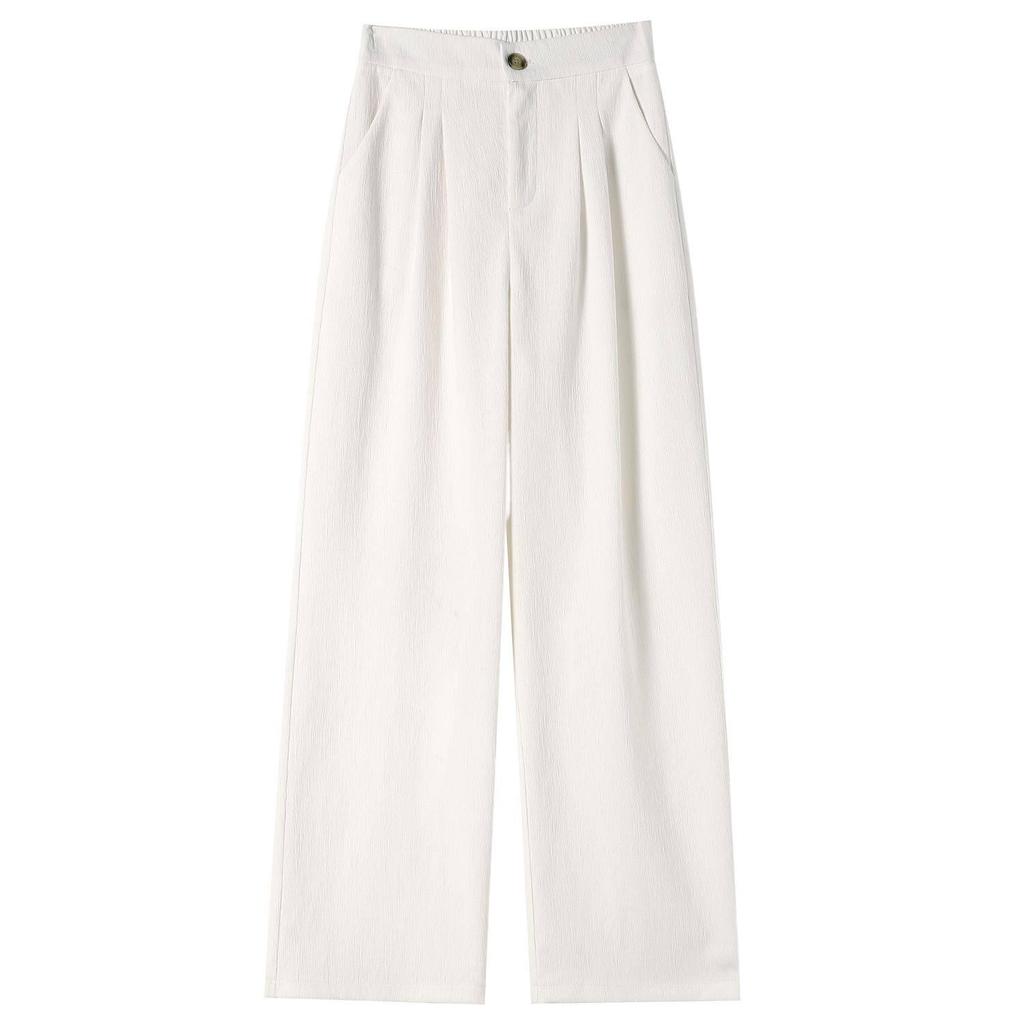 Women's Ice Silk Wide-Leg High-Waist Pants: Summer Texture, Slimming, Versatile, Casual Draped Style.