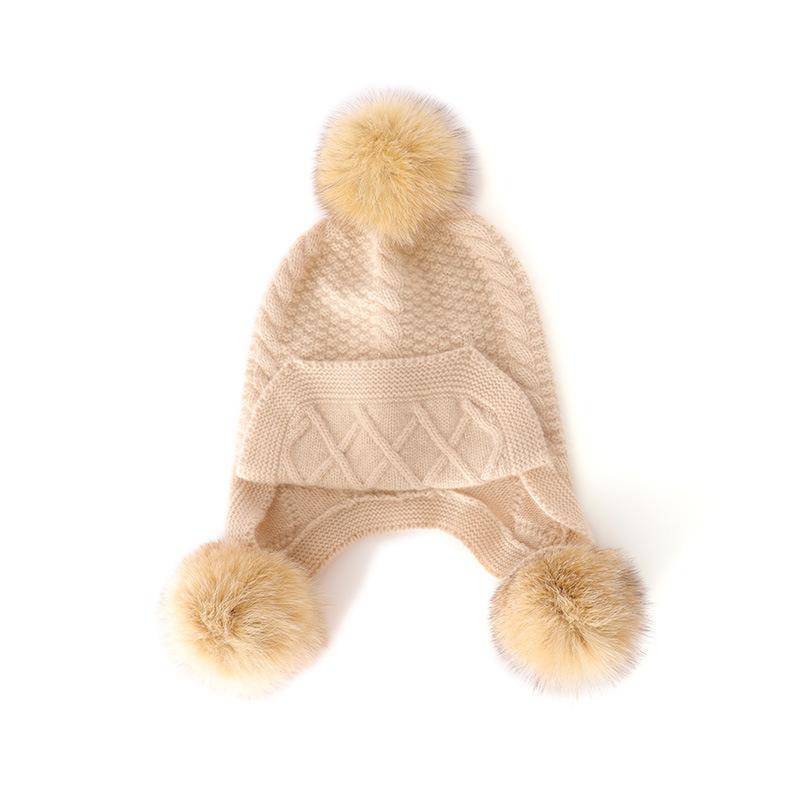 Cashmere Hat Autumn and Winter New Women's Hair Ball Twist Casual Ear Protection Pile Hat Thickened Knitted Hat