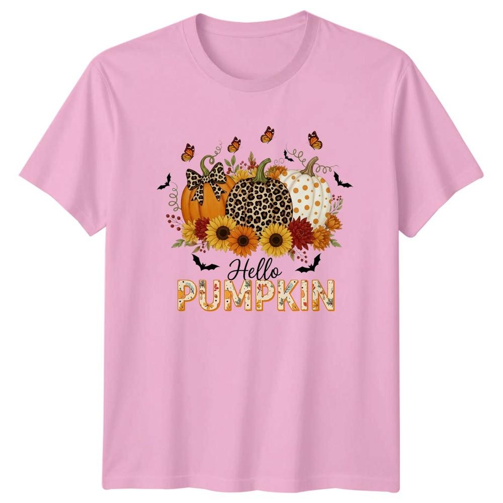 Hello Pumpkin Unisexs TShirt Leopard Print Autumn Fall Season