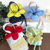 Polka Dot Flower Drawstring Crossbody Bag Korean Style Flower Handbag Canvas Shoulder Bag  Travel