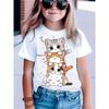 New Summer Girls Clothes Cartoon Cute Cat Graphic T Shirt Short Sleeve Tops for Girls 4 to 6 Years Casual Children's Clothing