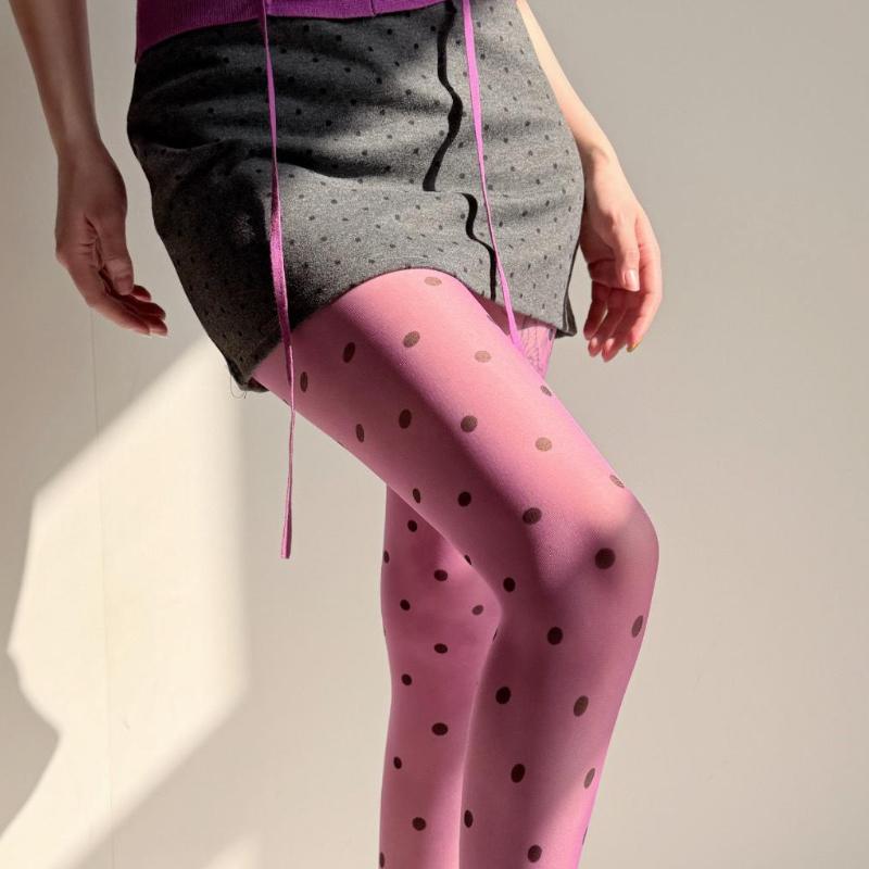Bas Amincissants Vintage Ultra-Fins à Pois Leggings Transparents à Pois Noirs Jk Fille Épicée Bas-Culotte Sexy One Size