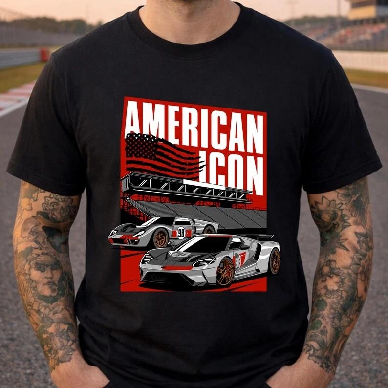 American Muscle Car Racing Tee – Vintage USA Race Car Graphic XXXL