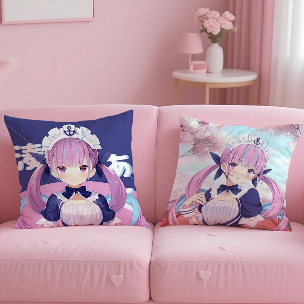 H-Hololive M-Minato Aqua Cushion Cover Comfortable Reversible Pillow Cover Ideal for Car Sofa Bedroom & Beyond