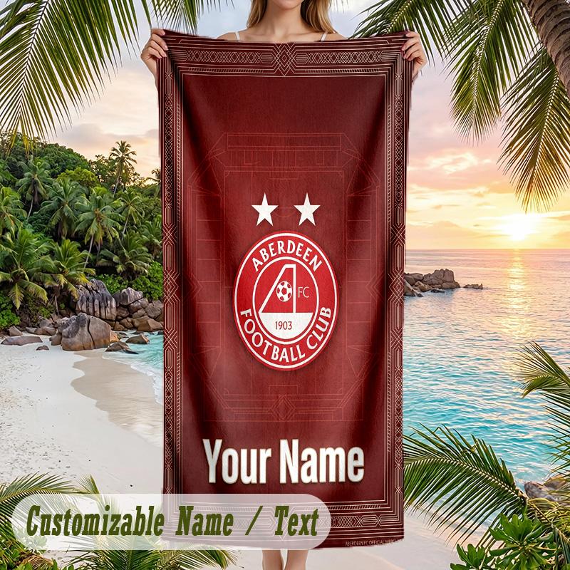 Beach Towel Aberdeen FC Print Custom Name Text Soft Towel for Swimming Pool