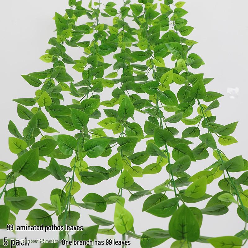 Artificial Rattan Green Pothos Leaf Vine: Decorative Plastic Plant for Ceiling or Home Décor