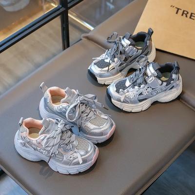 2024 Neue Mädchen-Sneakers Dicke Sohle Rutschfest Kinder Tennisschuhe Mode Neu Kinder Lässige Schul-Sportschuhe Klobig Vielseitig