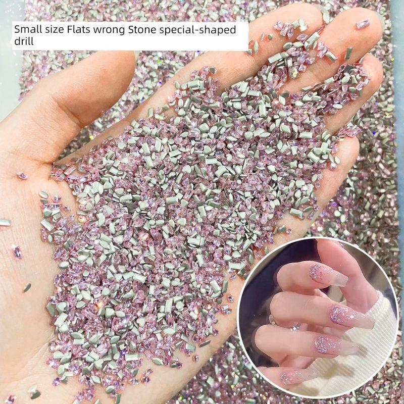

Small Size Flats Silver White Horse Eye Diamond Decorations Manicure Pink Mini Flatback Zircon Rhinestones (100 Pieces)