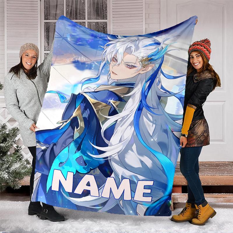 Personalized Custom Name Blanket - Genshin Impact characters Print Design,Blanket for Sofa,Bed,Travel,Camping - Soft and Warm, Great Gift