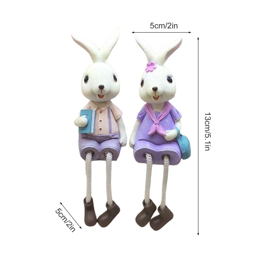 Lavender Couple Hanging Doll Non Slip Base Lifelike Cute Dangling Leg Bunny Doll