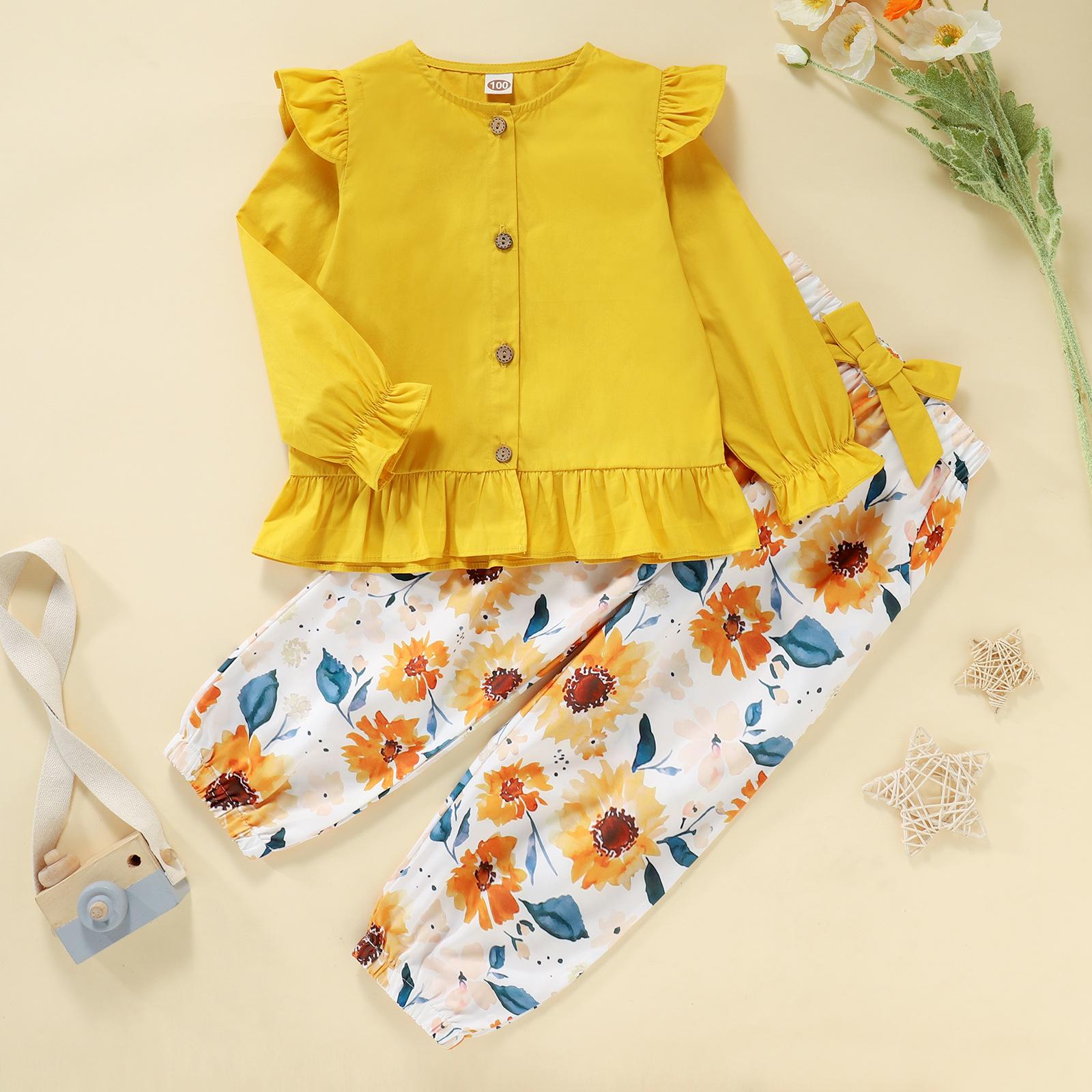 

Комплект детского топа с длинным рукавом - Повседневный, стильный и универсальный детский наряд 100 жёлтый