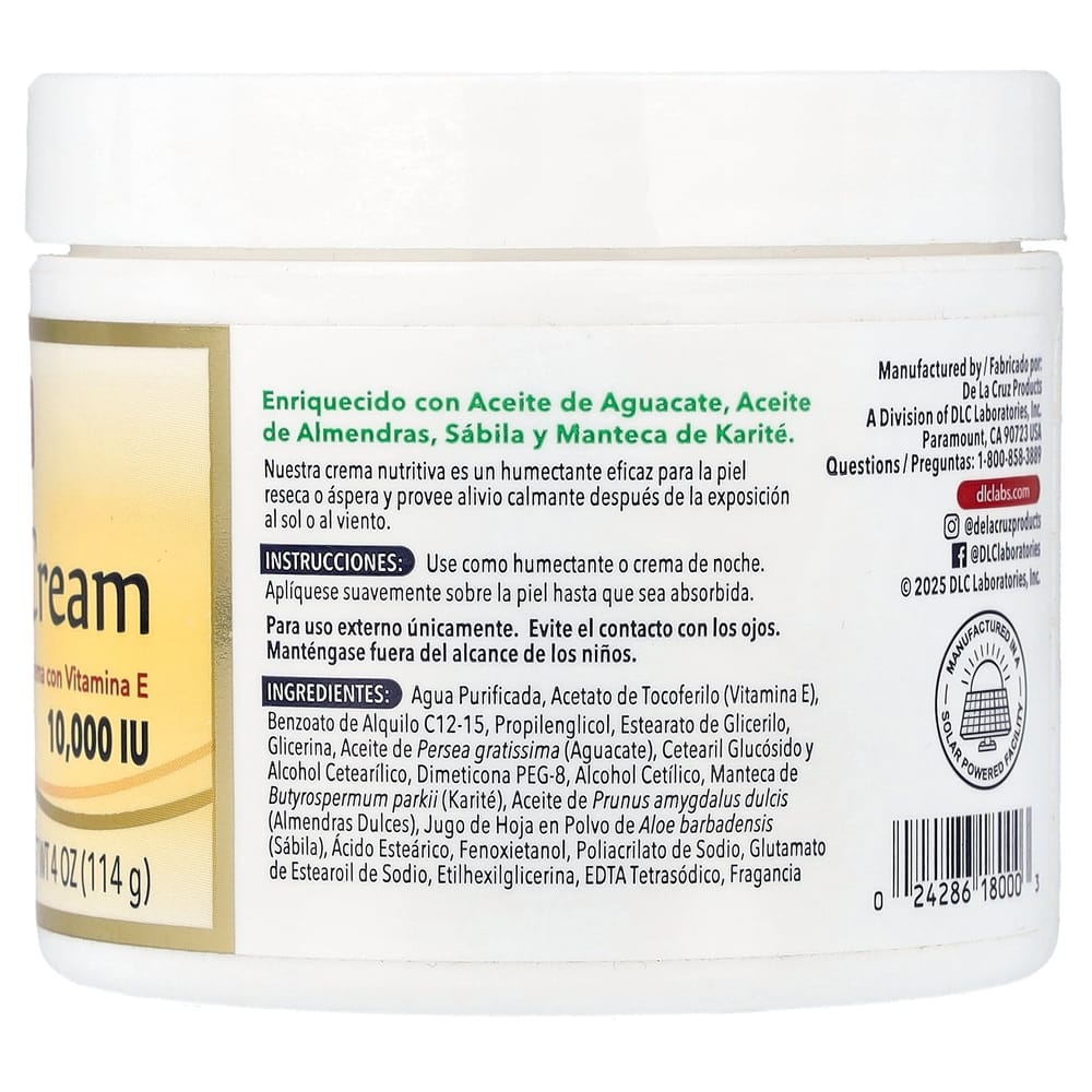 De La Cruz Vitamin E Creme 10000 IE 114g (4 Unzen)