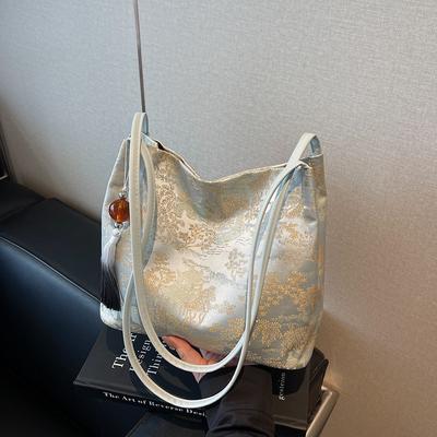Embroidery Shoulder  Bag Women's Underarm Bag Commuter Tote Bag