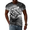 Letní móda Trička s grafikou Tiger Muži Neformální Potisk Trend Trička s krátkým rukávem Hip Hop Harajuku Streetwear se zvířecím vzorem