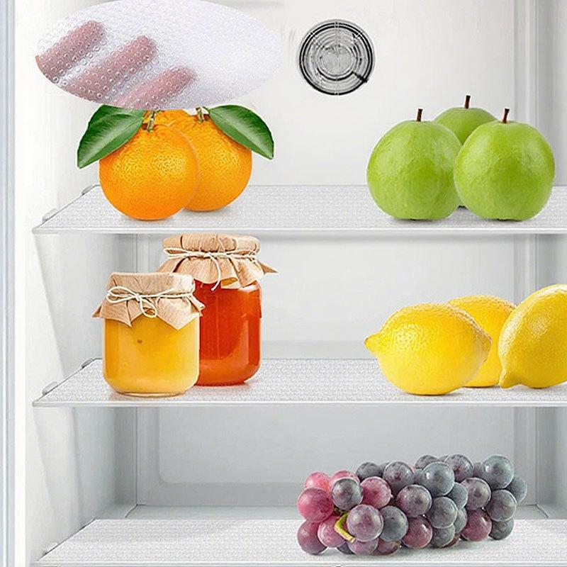 4PCS Reusable Refrigerator Liner Washable Fridge Mat Drawer Placemat Cabinet Shelf Cover Waterproof Pad
