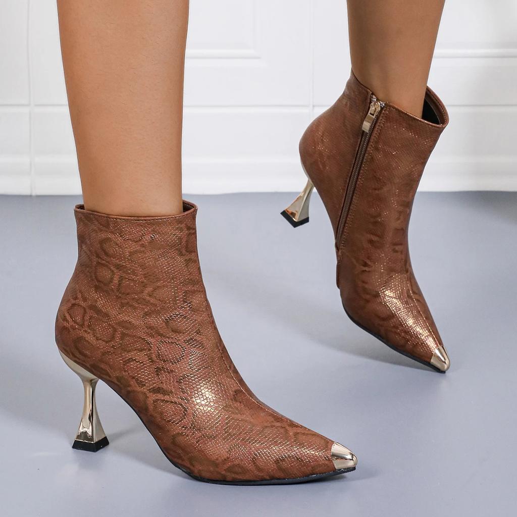 Fashion 2024 Autumn Winter Side Zipper Women Trend Fashion Comfortable Shoes Woman Outdoor Pointed Toe High Heel Boots Shoes for Women