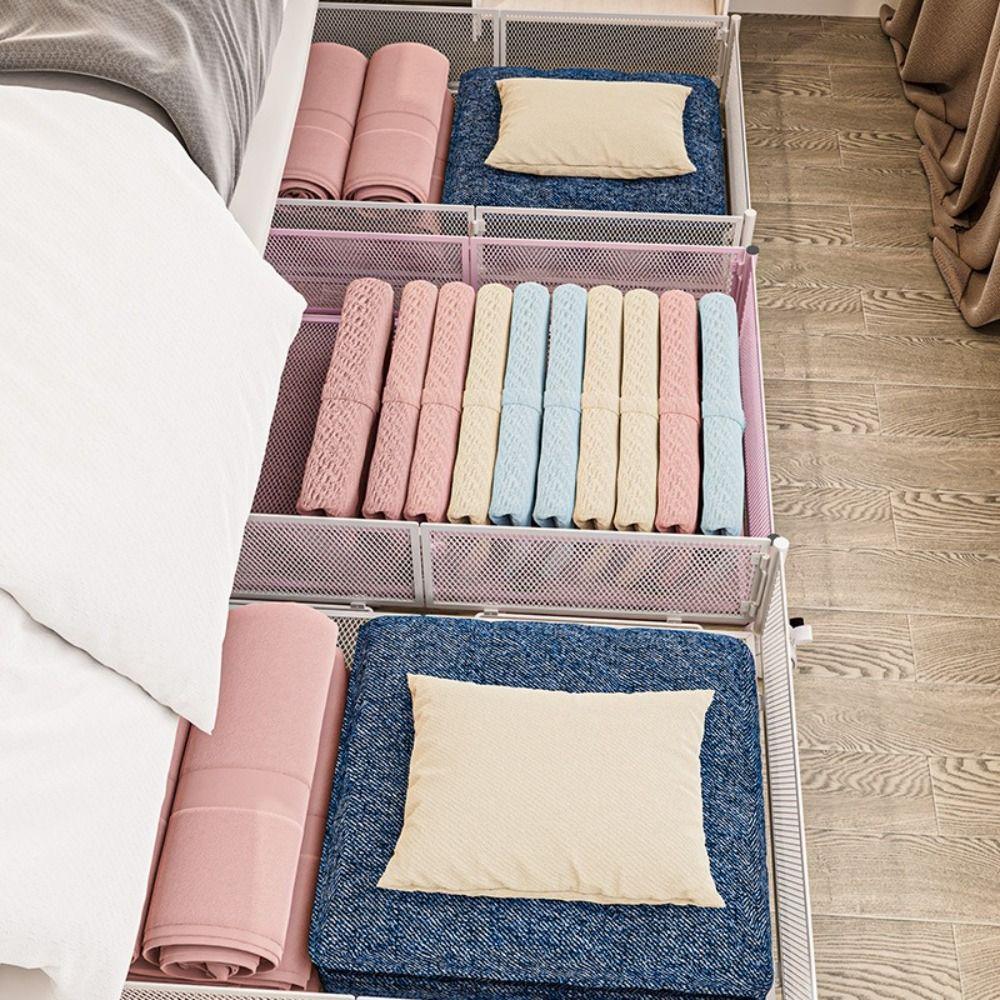 Bettaufbewahrungskorb aus Kohlenstoffstahl mit Rädern Schubladen-Aufbewahrungskorb Neuer Boden-Aufbewahrungswagen Schlafzimmer