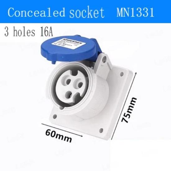 1pcs Industry Plug And Socket Connectors Surface And Concealed Installation 3 4 5 Hole Core 16 A 32A Waterproof Two Three-Phase