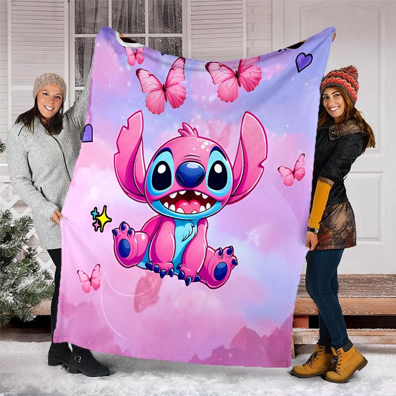 Lilo & Stitch Flannel Fleece Blanket Cozy Warm Throw Blanket For Couch Bed Travel All Season Use