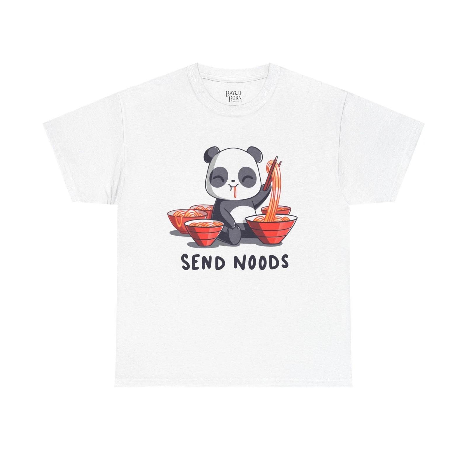 Panda Eating Ramen Tee | Send Noods T-Shirt, Cute Noodle Shirt S