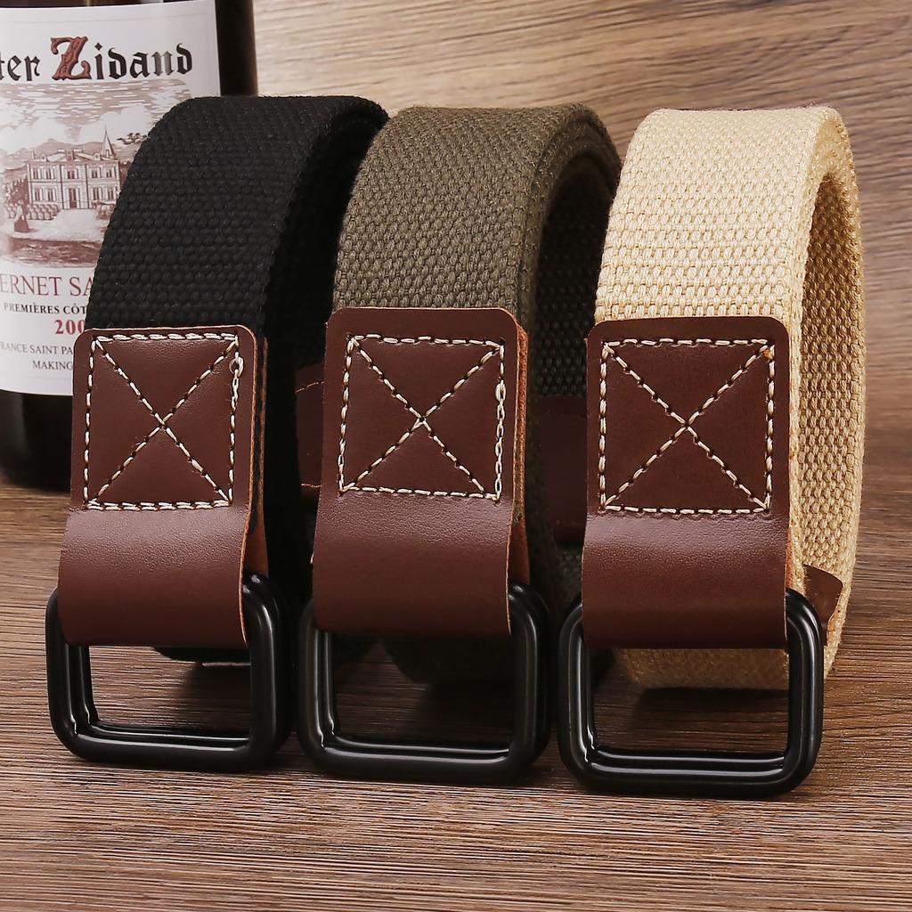 Double Ring Buckle Webbing Belt, Men'S And Women'S Canvas Universal Casual Belt, Jeans Tooling Belt