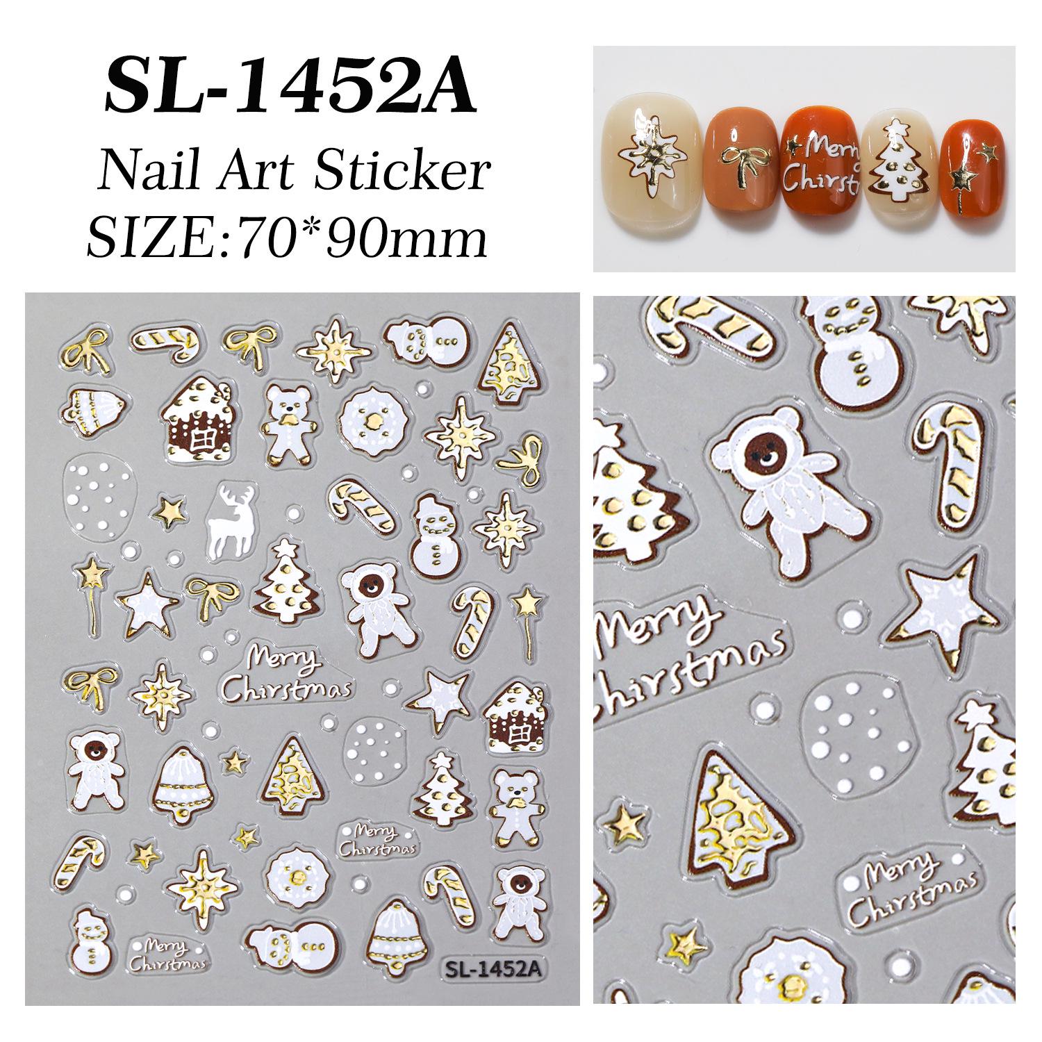 Atmospheric Christmas 3D Snowflake & Reindeer Nail Art Stickers with Adhesive Backing.