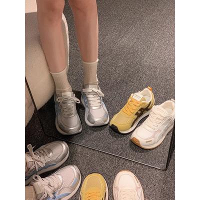 Retro Color Matching Platform Forrest Gump Shoes Women's 2025 New Mesh Breathable and Versatile Light Casual Sports Running Shoes