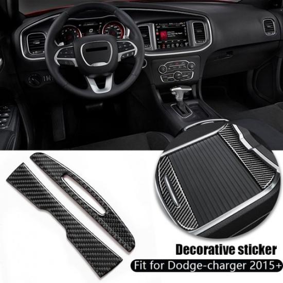 Cup Holder Side Trim Cover Panel Sticker Fits Dodge Charger 15~2022 Carbon Fiber