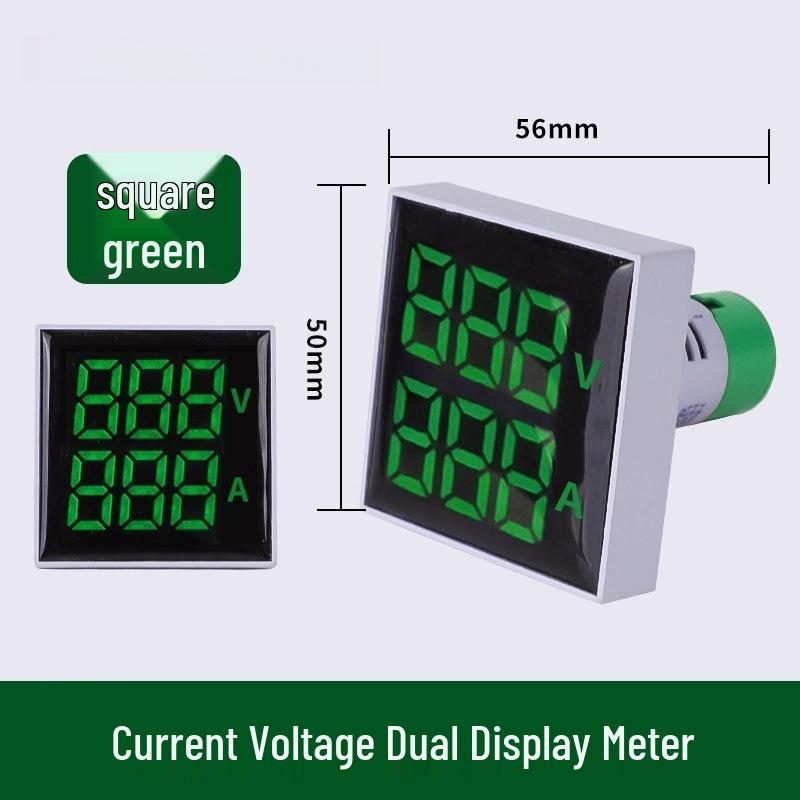 22mm Dual Display LED Voltage Current Frequency Meter - Round/Square