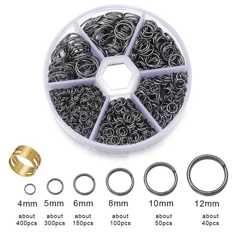 1040pcs Boxed Iron Jump Rings for DIY Handmade Jewelry - Single Loop / Closed Rings