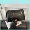 Stylish Black Pu Chain Shoulder Bag For Women Urban Minimalist Square Crossbody