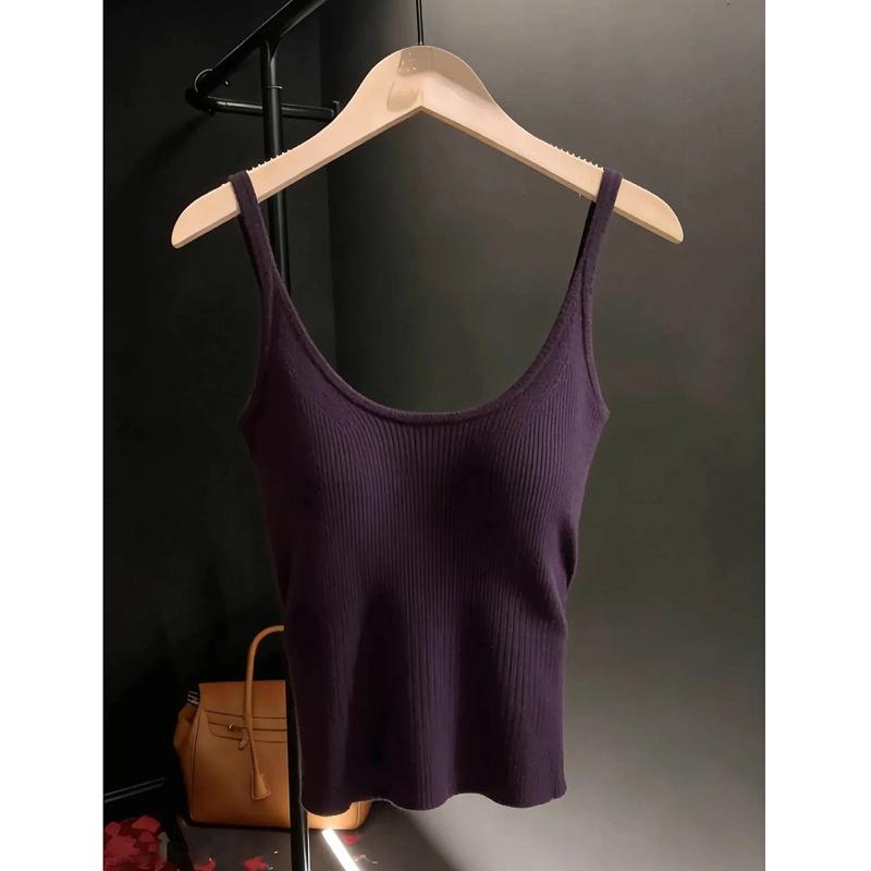 

Women s New Arrival Purple U-Neck Spaghetti Strap Tank: Niche, Versatile, and Slimming M фіолетовий