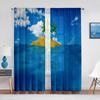 Oriental Culture Hand Drawn Style Japanese Motifs Illustration Wave Tulle Curtains for Living Room Bedroom Sheer Curtain Kitchen