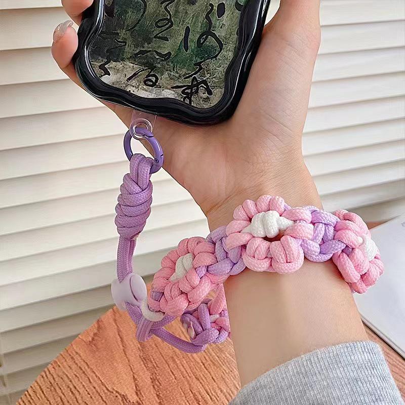 Braided Flower Wrist Strap Phone Lanyard: Short, Portable, Durable Anti-Lost Pendant Fashion Mobile Chain
