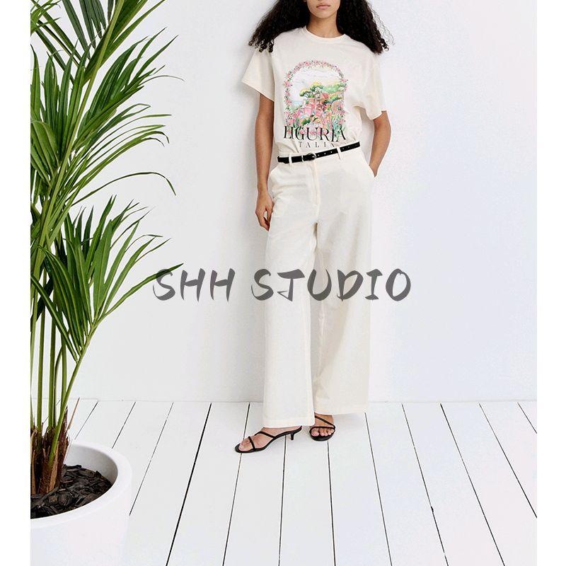 Spring New Women's Clothing French Simplicity Wind High Waist Fashion Casual Linen Blended Loose Pants 1259341