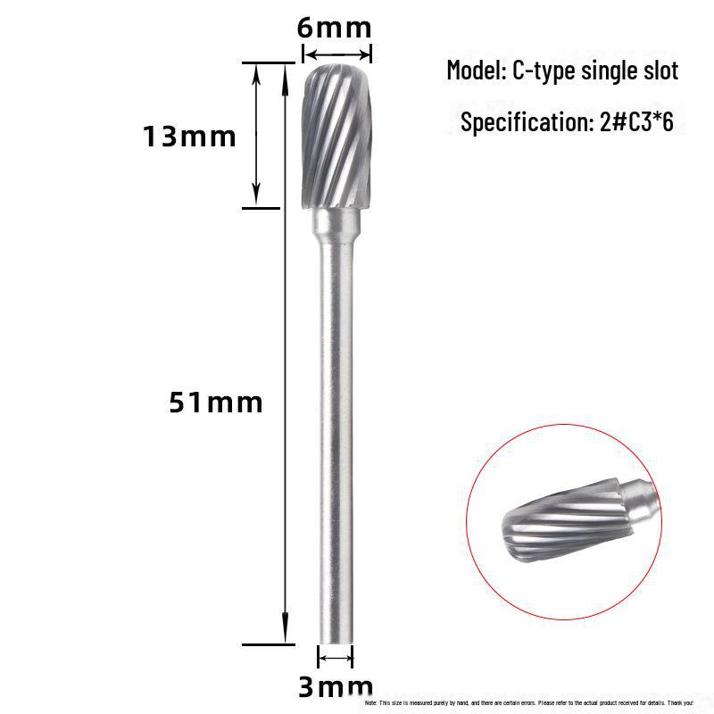 Tungsten Steel Grinding Head Carbide Rotary File for Metal Polishing, Wood Carving, Milling Cutter - 3x6mm