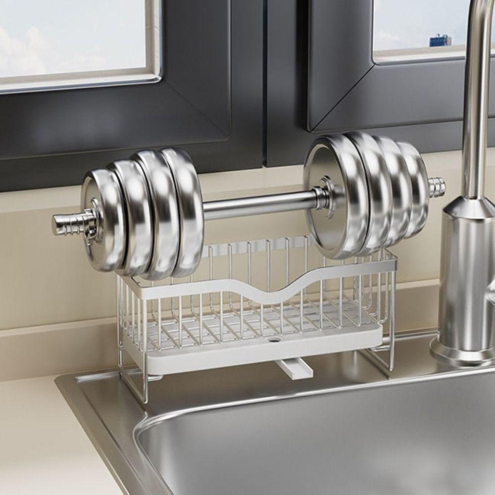 Waterproof Self-Draining Sink Shelf Black/Silver Sink Drain Rack Soap Sponge Holder Countertop