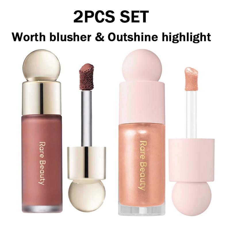 Rare Beauty Folyékony pirosító és Folyékony highlighter csomagkészlet Enchant Enlighten Hightlighter Happy Joy Lucky Love Hope Pirosító Ajándék beige
