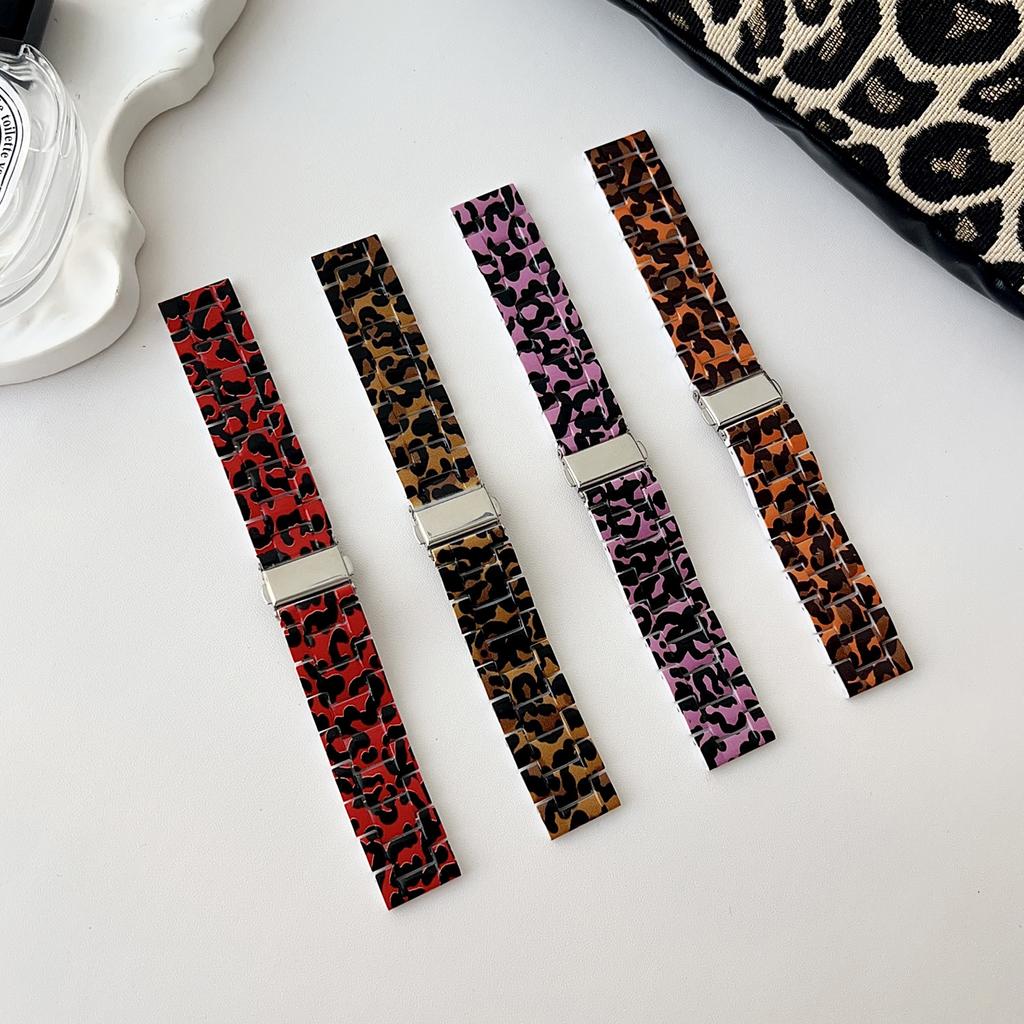 PC-Uhrenarmband mit Leopardenmuster für Samsung Galaxy Watch8 44mm/40mm/8 Classic 46mm Ersatzarmband mit Metallschnalle