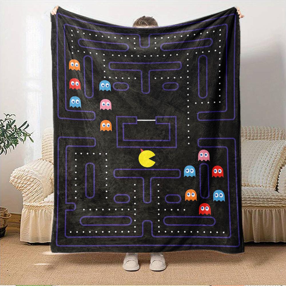 

1pc Pac-Man,Maze,GhostsDigital Print Fleece Blanket - Contemporary Style, Suitable for All Seasons, Perfect for Home, Travel, or Camping - M 150x180cm