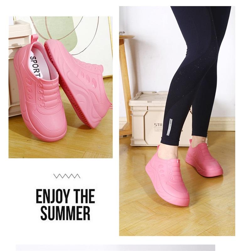 Damen Modische Outdoor Bequeme Leichte Rutschfeste Regenstiefel Küche Baustelle Dicksohlige Gummischuhe